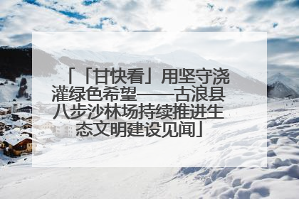「甘快看」用坚守浇灌绿色希望——古浪县八步沙林场持续推进生态文明建设见闻
