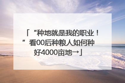 “种地就是我的职业！”看00后种粮人如何种好4000亩地→