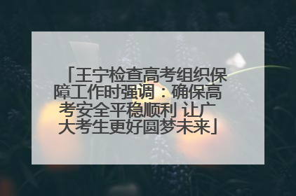 王宁检查高考组织保障工作时强调：确保高考安全平稳顺利 让广大考生更好圆梦未来