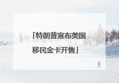 特朗普宣布美国移民金卡开售
