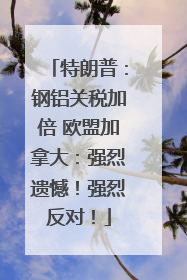 特朗普：钢铝关税加倍 欧盟加拿大：强烈遗憾！强烈反对！