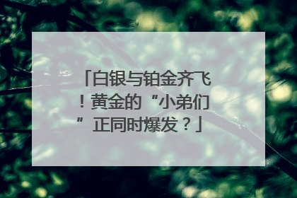 白银与铂金齐飞！黄金的“小弟们”正同时爆发？