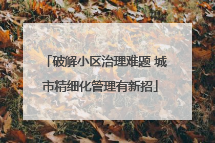 破解小区治理难题 城市精细化管理有新招