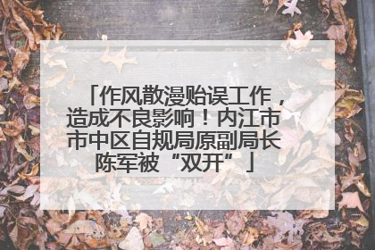 作风散漫贻误工作，造成不良影响！内江市市中区自规局原副局长陈军被“双开”