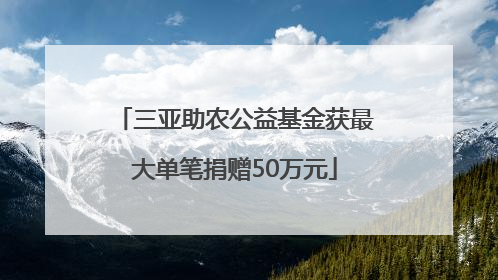 三亚助农公益基金获最大单笔捐赠50万元