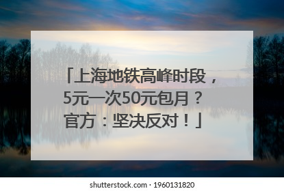 上海地铁高峰时段，5元一次50元包月？官方：坚决反对！
