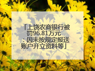 上饶农商银行被罚96.81万元：因未按规定报送账户开立资料等