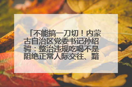 不能搞一刀切！内蒙古自治区党委书记孙绍骋：整治违规吃喝不是阻绝正常人际交往、黯淡人间烟火