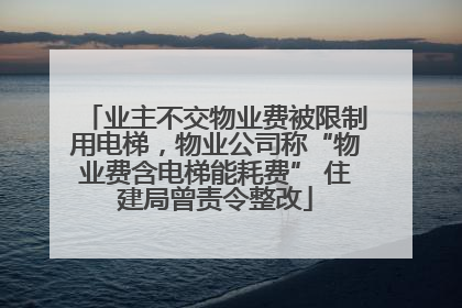 业主不交物业费被限制用电梯，物业公司称“物业费含电梯能耗费” 住建局曾责令整改
