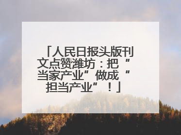 人民日报头版刊文点赞潍坊：把“当家产业”做成“担当产业”！