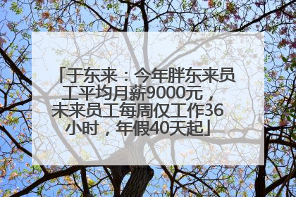 于东来：今年胖东来员工平均月薪9000元，未来员工每周仅工作36小时，年假40天起