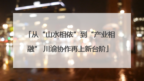 从“山水相依”到“产业相融” 川渝协作再上新台阶