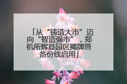 从“铸造大市”迈向“智造强市”，郑机所辉县园区揭牌暨备份线启用