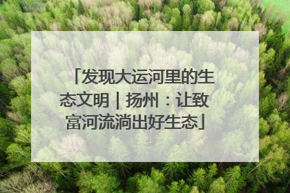 发现大运河里的生态文明｜扬州：让致富河流淌出好生态