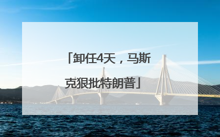 卸任4天,马斯克狠批特朗普
