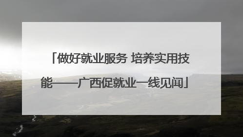 做好就业服务 培养实用技能——广西促就业一线见闻