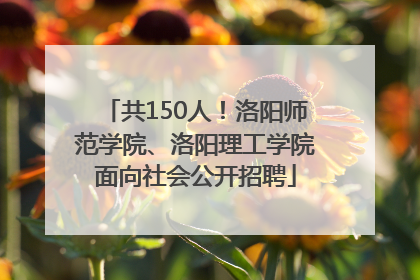 共150人！洛阳师范学院、洛阳理工学院面向社会公开招聘