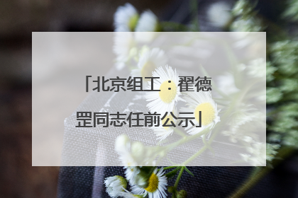 北京组工：翟德罡同志任前公示