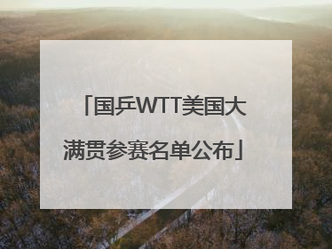国乒WTT美国大满贯参赛名单公布
