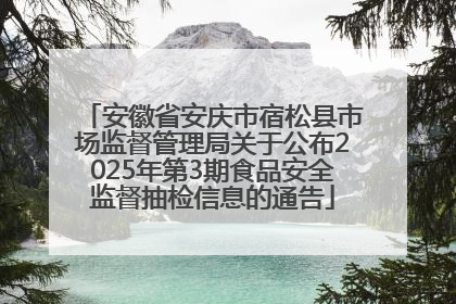 安徽省安庆市宿松县市场监督管理局关于公布2025年第3期食品安全监督抽检信息的通告