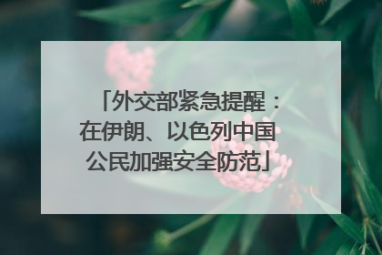 外交部紧急提醒：在伊朗、以色列中国公民加强安全防范