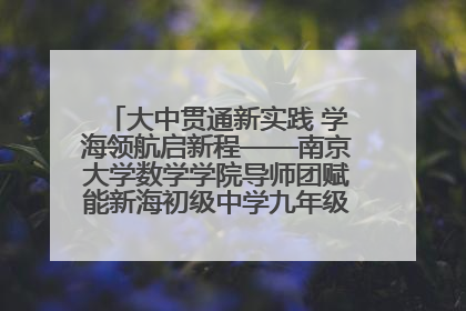 大中贯通新实践 学海领航启新程——南京大学数学学院导师团赋能新海初级中学九年级学子生涯规划
