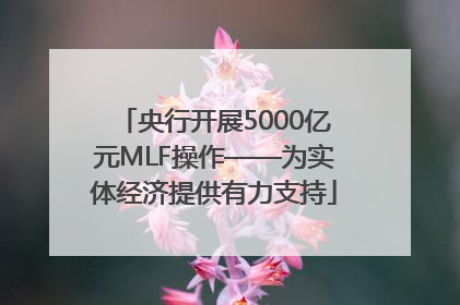 央行开展5000亿元MLF操作——为实体经济提供有力支持