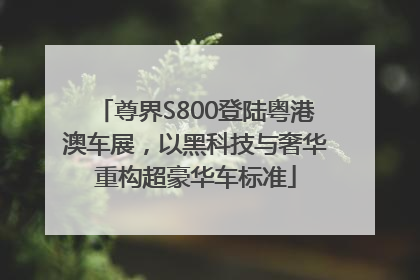 尊界S800登陆粤港澳车展，以黑科技与奢华重构超豪华车标准