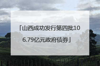 山西成功发行第四批106.79亿元政府债券