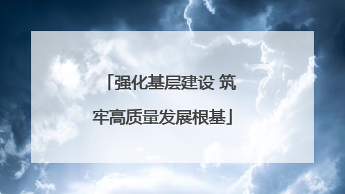强化基层建设 筑牢高质量发展根基