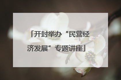 开封举办“民营经济发展”专题讲座