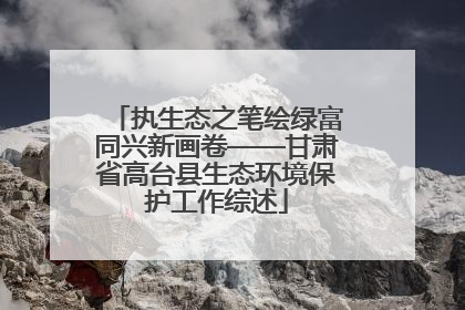 执生态之笔绘绿富同兴新画卷——甘肃省高台县生态环境保护工作综述
