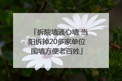 拆院墙通心墙 当阳拆掉20多家单位围墙方便老百姓