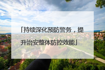 持续深化预防警务，提升治安整体防控效能