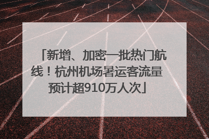 新增、加密一批热门航线！杭州机场暑运客流量预计超910万人次