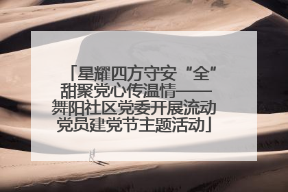 星耀四方守安“全” 甜聚党心传温情——舞阳社区党委开展流动党员建党节主题活动