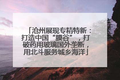 沧州展现专精特新：打造中国“膜谷”，打破药用玻璃国外垄断，用北斗服务城乡海洋