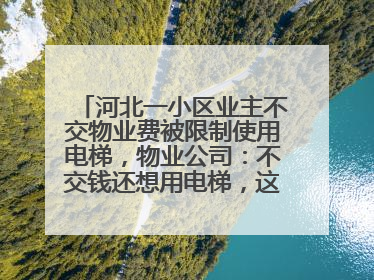 河北一小区业主不交物业费被限制使用电梯，物业公司：不交钱还想用电梯，这钱谁出？