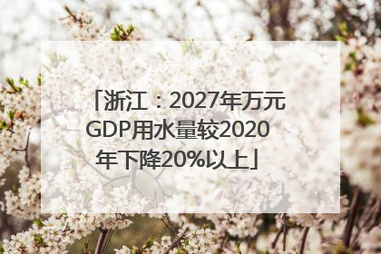浙江：2027年万元GDP用水量较2020年下降20%以上