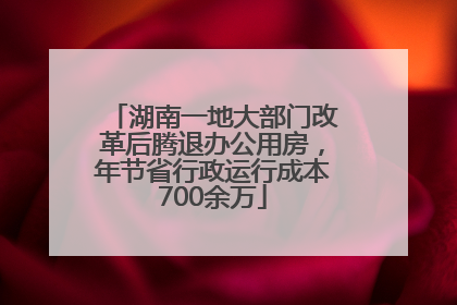 湖南一地大部门改革后腾退办公用房，年节省行政运行成本700余万