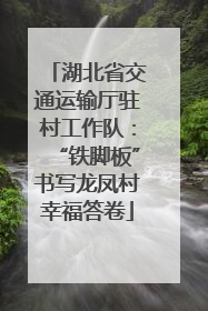 湖北省交通运输厅驻村工作队：“铁脚板”书写龙凤村幸福答卷