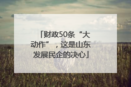 财政50条“大动作”，这是山东发展民企的决心