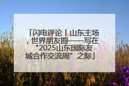 闪电评论丨山东主场，世界朋友圈——写在“2025山东国际友城合作交流周”之际