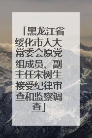 黑龙江省绥化市人大常委会原党组成员、副主任宋树生接受纪律审查和监察调查