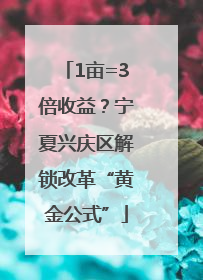 1亩=3倍收益？宁夏兴庆区解锁改革“黄金公式”